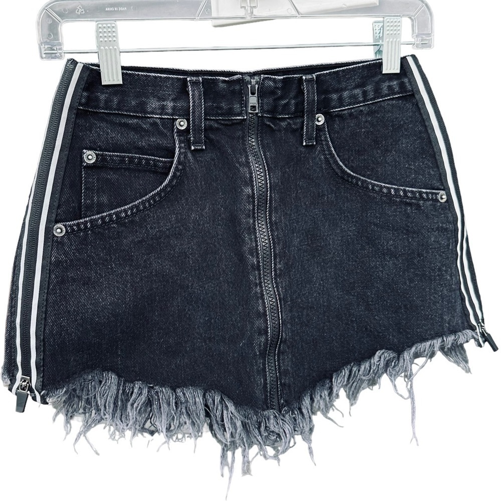 Carmar Black Beatrice Denim Zip Mini Skirt size 24 8786
